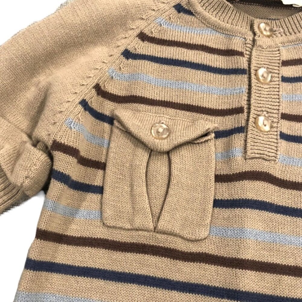 Toffee Moon 6-9m Striped Sweater Romper - Picture 3 of 7